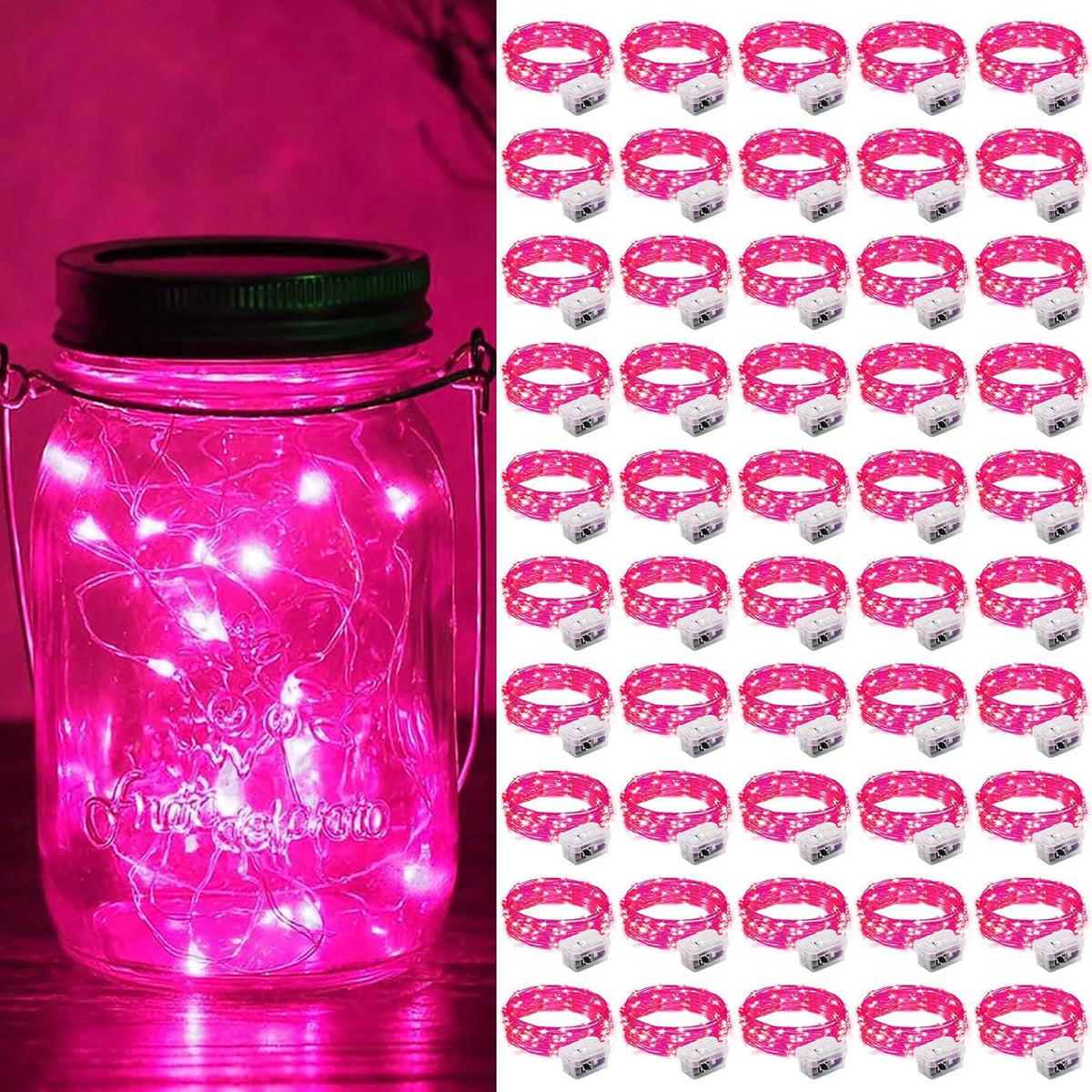 ZGWJ 50 Pack Fairy Lights Battery Operated, 7ft 20 Mini LED Fairy String Lights Silver Wire 3 Modes