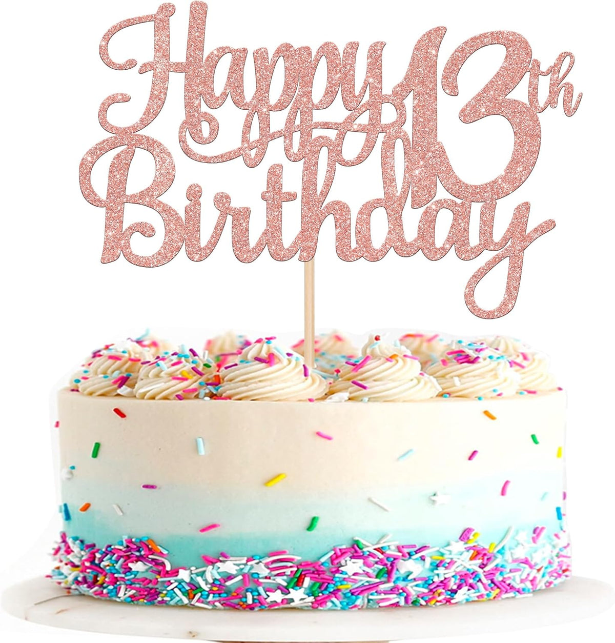1 PCS Happy 13th Birthday Cake Topper Glitter Cheers to 13 Years Birthday Cake Pick Official