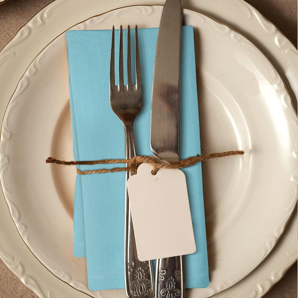 Urban Villa Easter Napkins Aqua Color Cloth Napkins (Set of 12) Oversized 20x20 Inches 100% Cotton