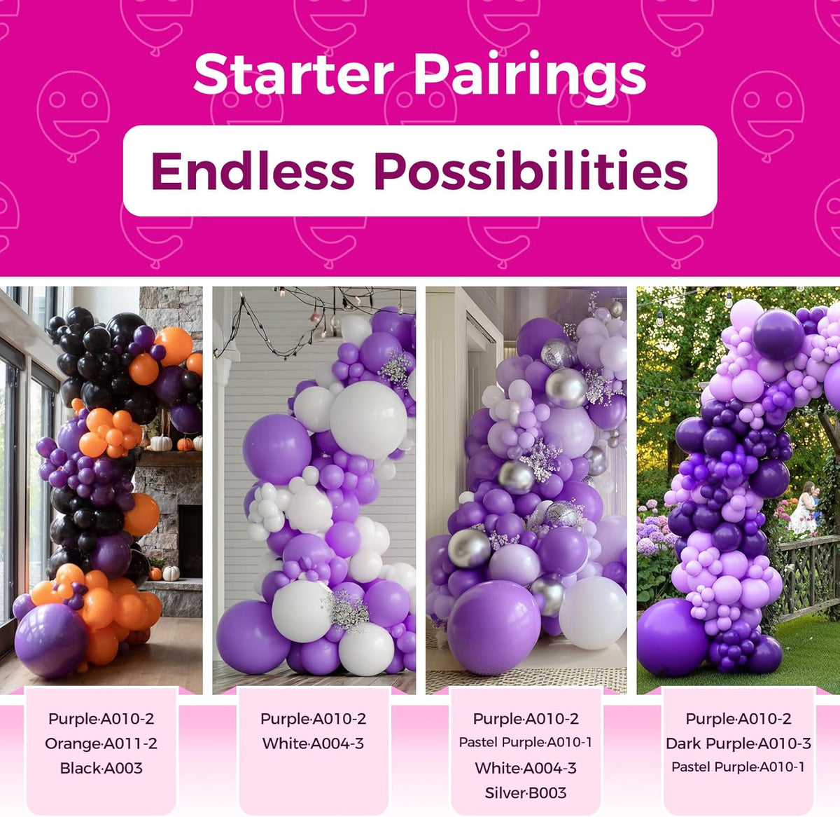 Bezente Purple Balloons Latex Party Balloons - 100 Pack 12 inch Round Helium Purple Balloons for