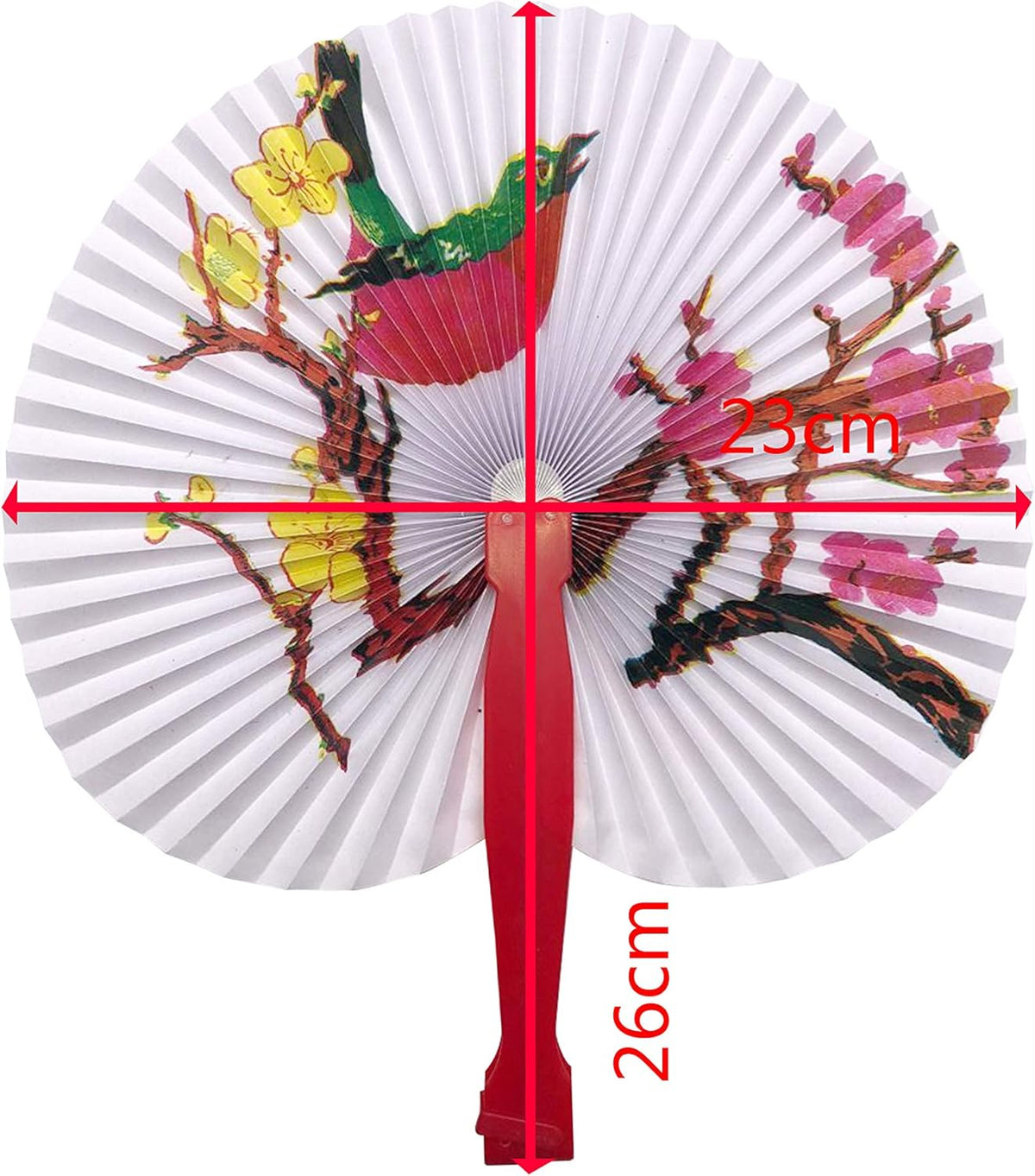 20 Pcs Folding Handheld Paper Fans Bulk Chinese Oriental Floral Wedding Round Shaped Accordion Fans