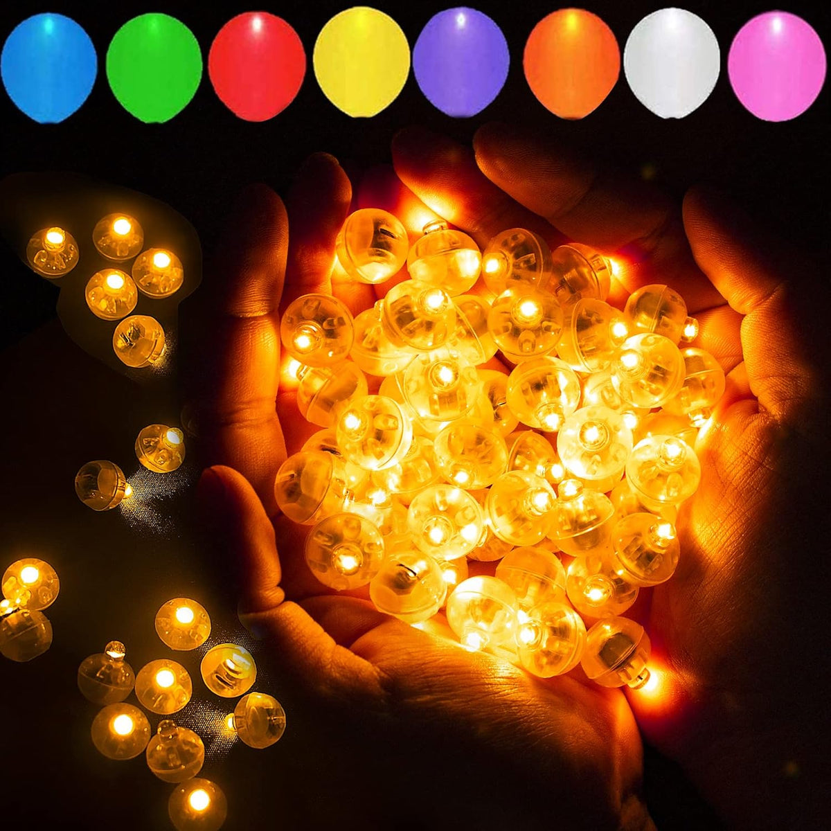 100pcs LED Orange Balloon Light Mini Tiny Led Lights, Small Round Led Ball Lamp for Paper Lantern