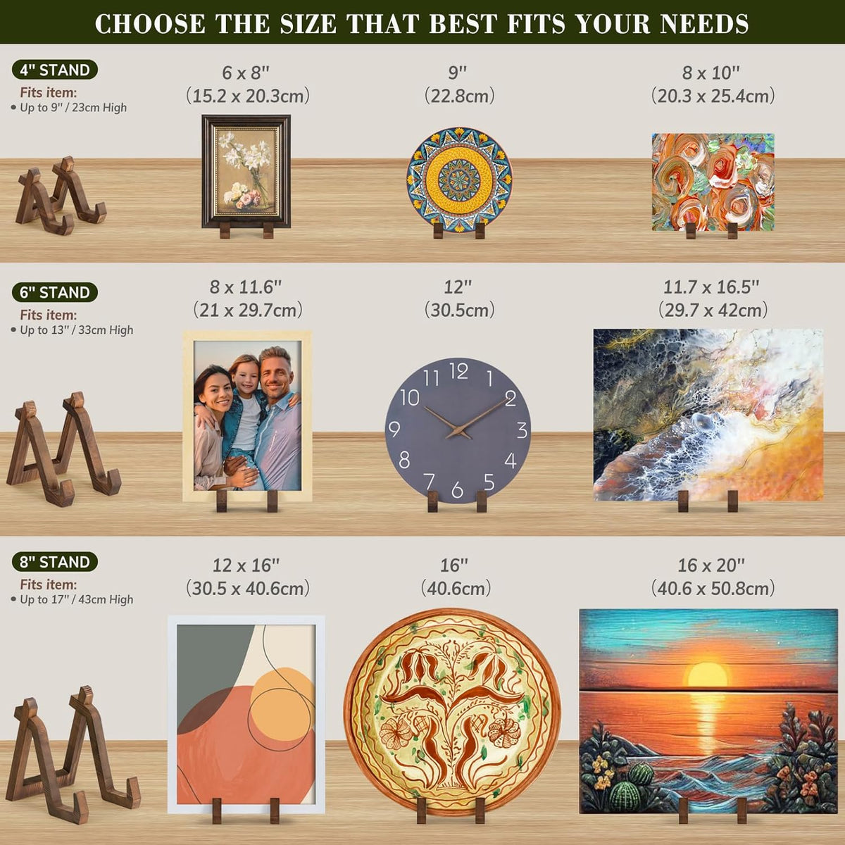 Plate Display Stand, 8 Inch Plate Holder for Displaying, Decorative Picture Frame Dish Photo Plaque