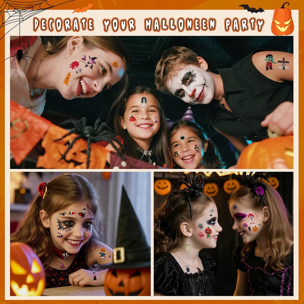 Halloween Temporary Tattoo for Kids - 260+ Unique Halloween Trick or Treat Tattoos Stickers for