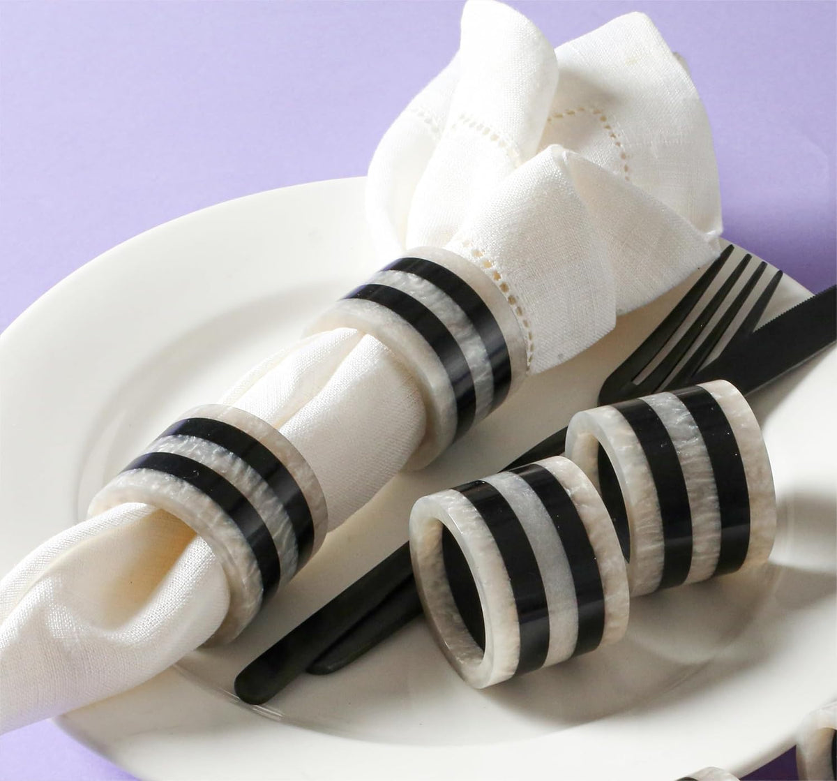 12-Pcs Epoxy Resin Napkin Rings - Handmade Elegant Napkin Holders for Table Décor, Dining