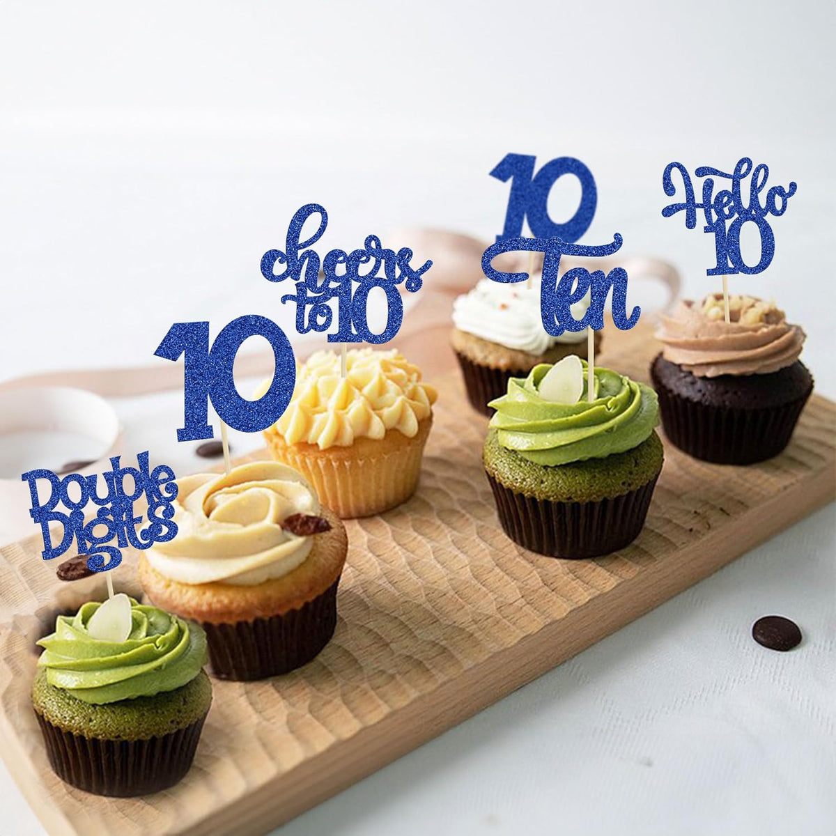 30Pcs 10th Birthday Cupcake Toppers Ten Double Hello 10 Cupcake Picks Cheers to 10 Years Old Cake