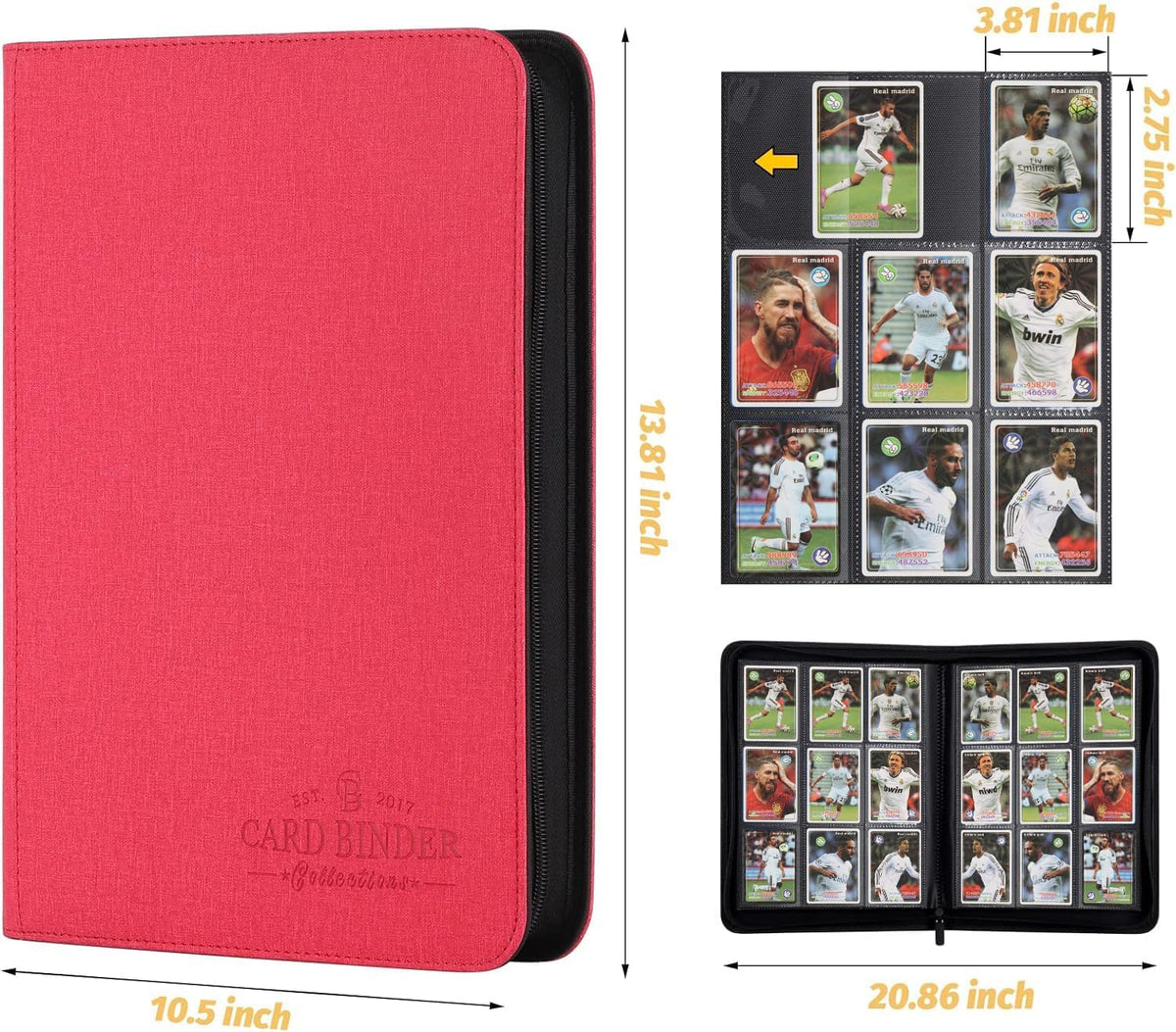 Trading Card Binder, Card Collection Binder Album Folder with 540 Side Loading Pockets, 9 Pocket