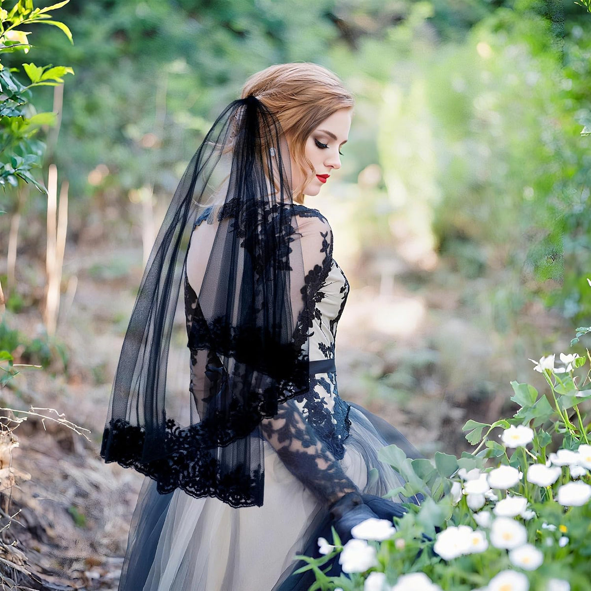 Ayliss Women Mesh Veils Black Bridal Birdcage Short Wedding Face Veil with Clip Tulle Gothic Bride