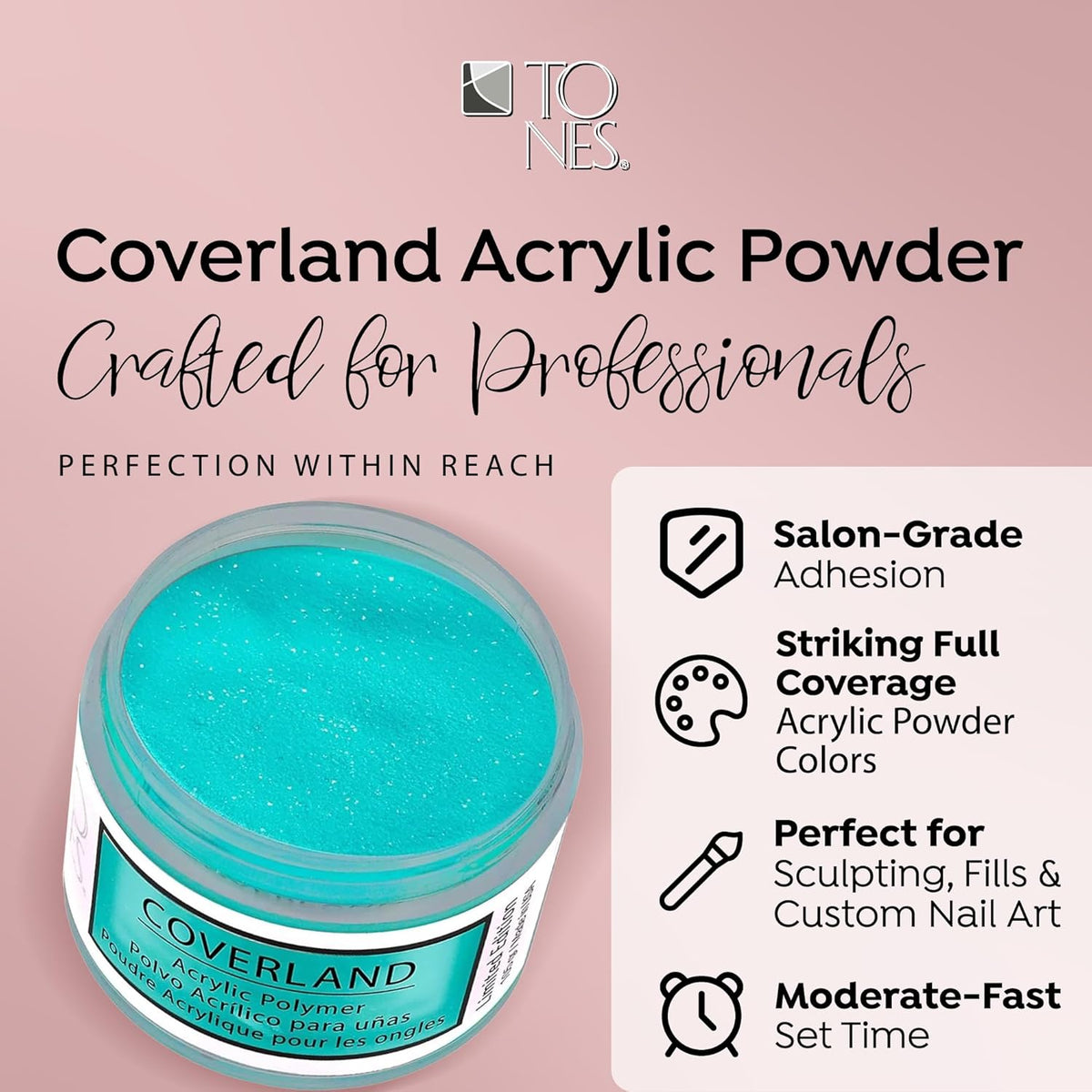 Tones Coverland Acrylic Nail Powder "Teal" - Limited Edition Acrylic Powder for Nail Design