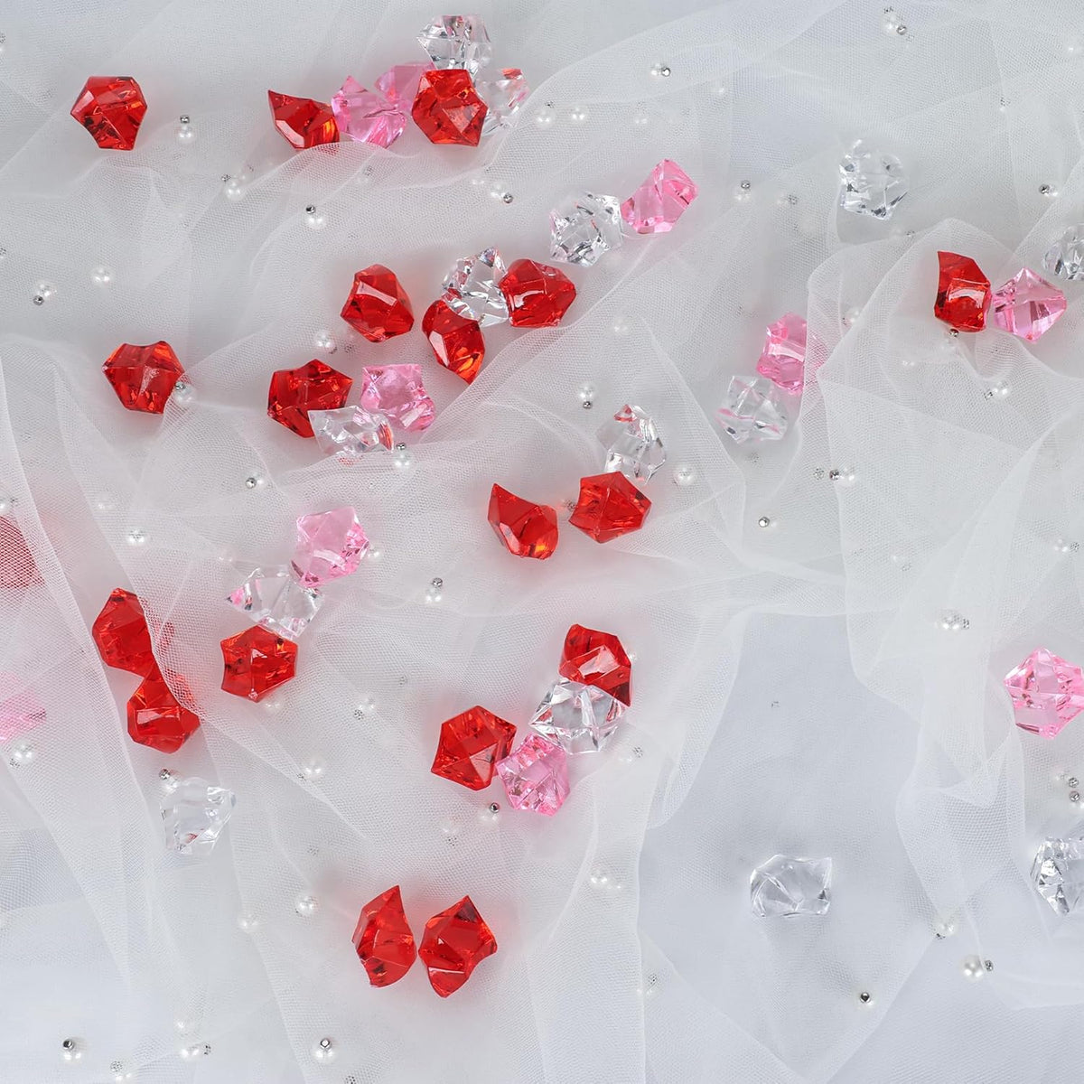 Babenest Acrylic Crushed Ice Rocks, 150 PCS Fake Crystals Plastic Ice Cubes Diamonds Gems for Vase