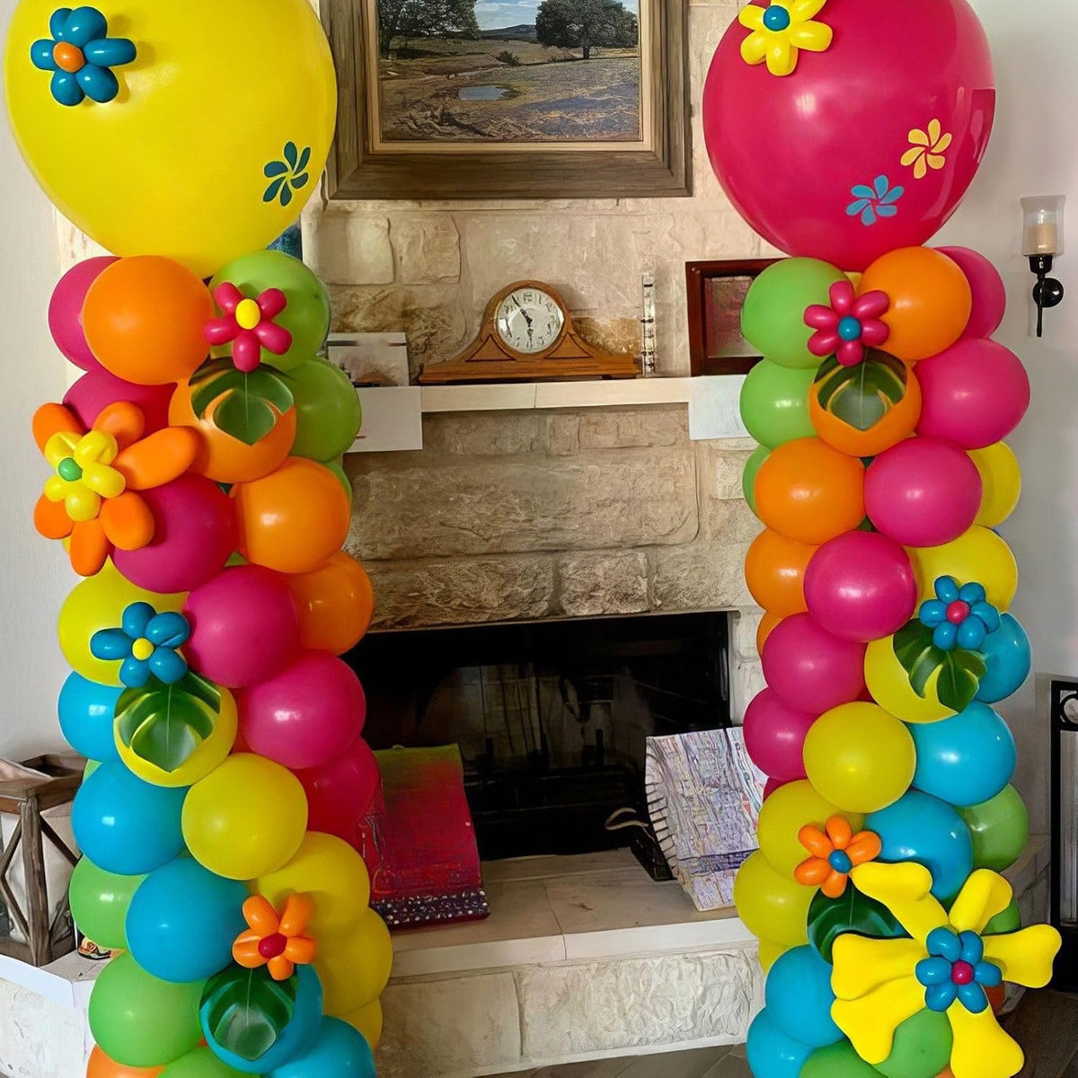 Rainbow Balloons, 50Pcs 12 Inches Yellow Orange Hot Pink Lime Green Neon Balloons Multicolor for