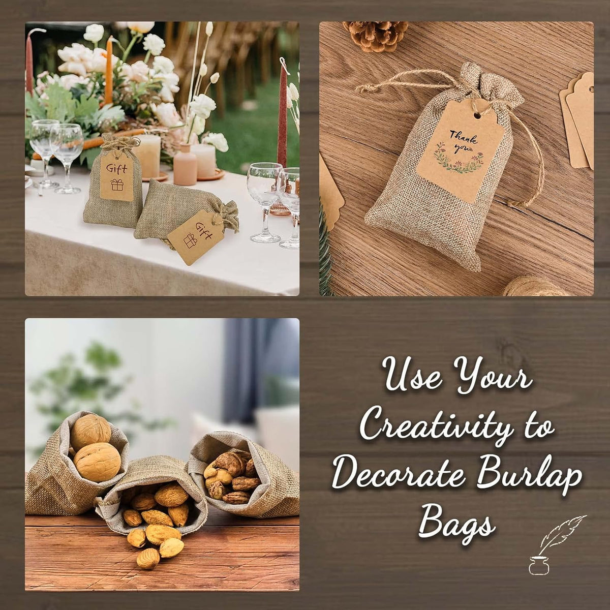 Jutieuo 25pcs Small Burlap Bags with Drawstring - 4x6 Inch Reusable Premium Linen Sacks Bags with