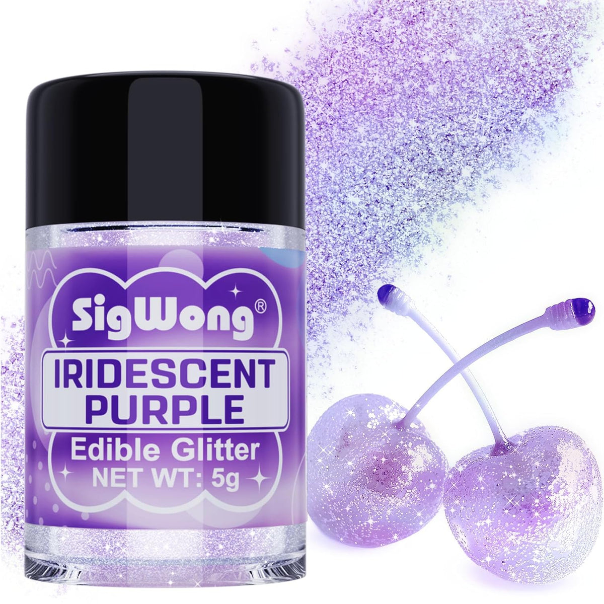 Iridescent Purple Edible Glitter - 5g Food Grade Cake Decorating Shimmering Glitter, Edible