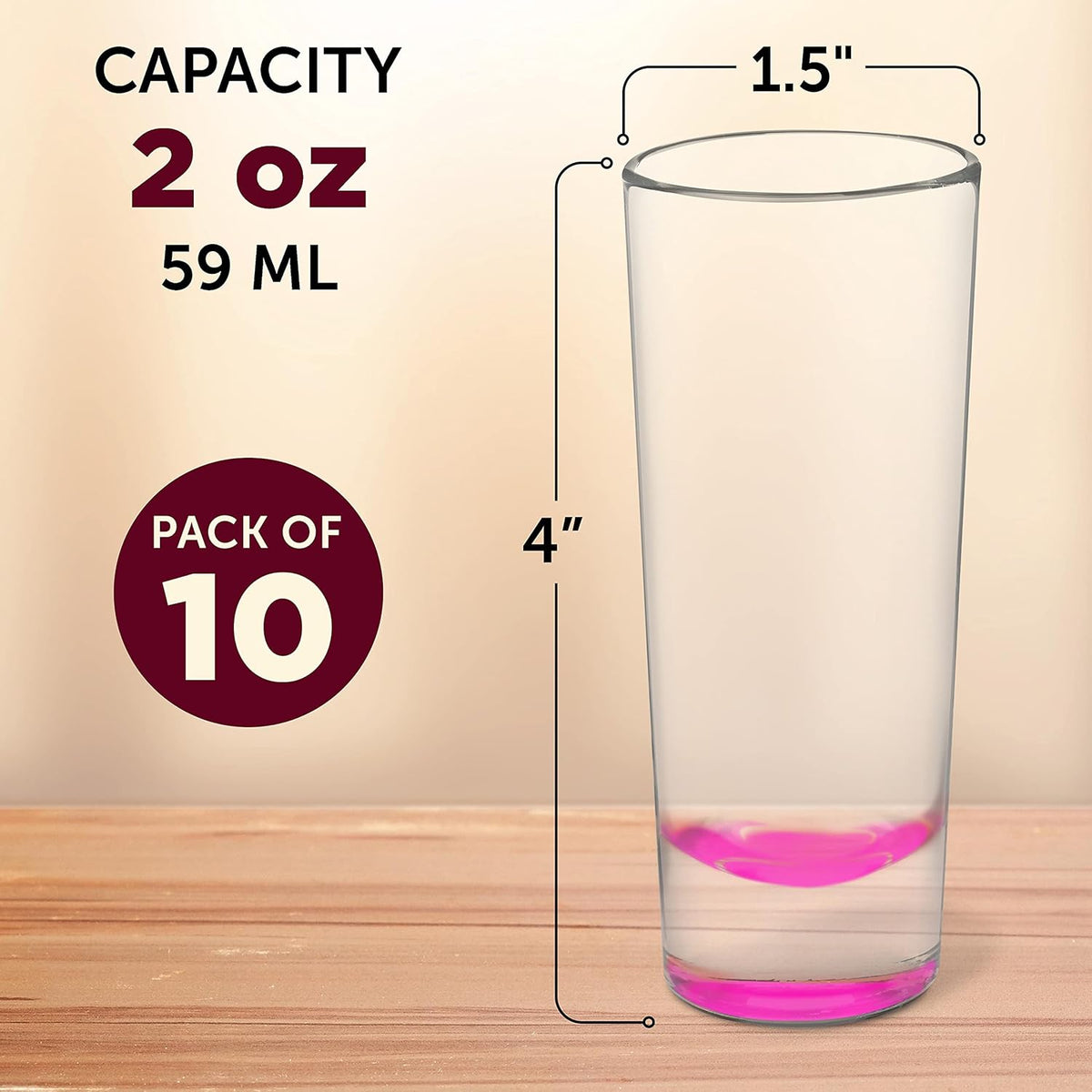 DISCOUNT PROMOS Cordial Shooter Shot Glasses 2 oz. Set of 10, Bulk Pack - Great for Birthdays