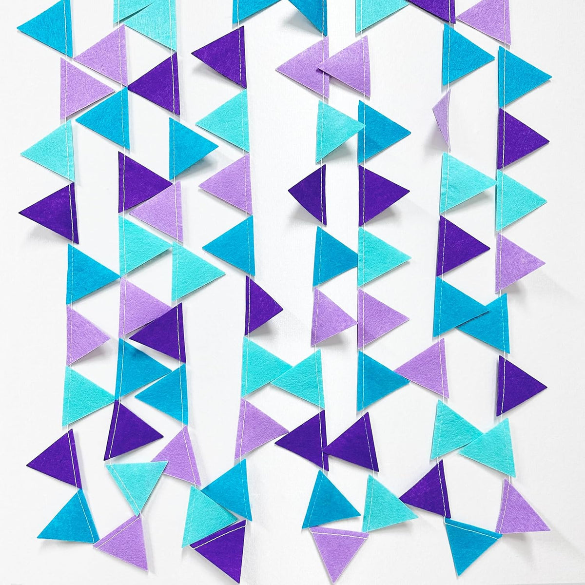 Mermaid Party Decorations Purple Teal Felt Hanging Triangle Mini Bunting Pennant Banner Flag for