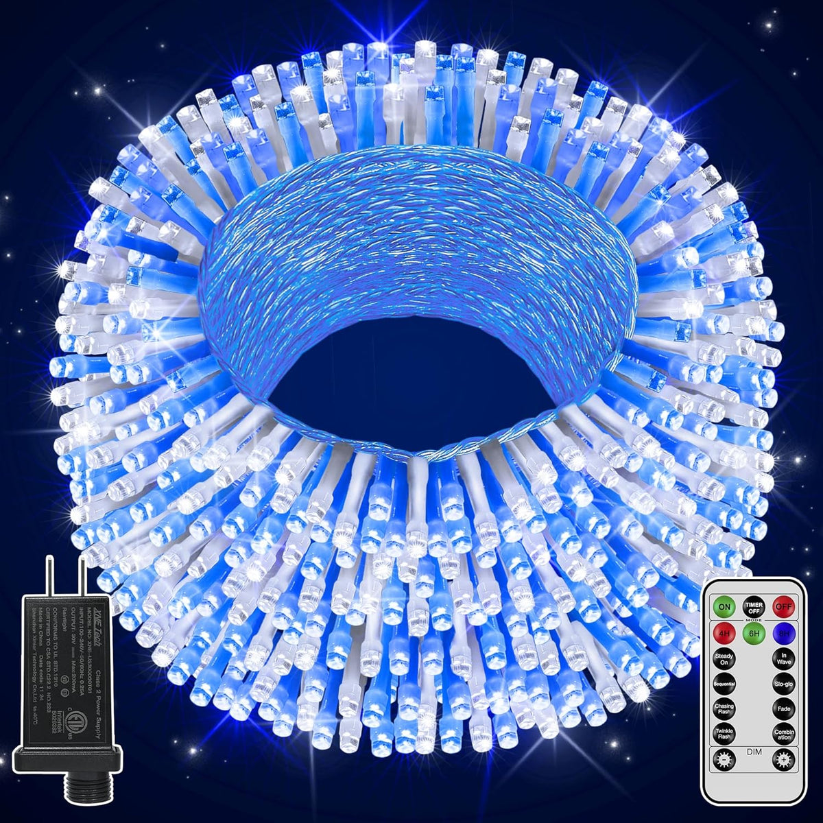 Christmas Lights Outdoor Waterproof, 196FT 600LED String Lights with Remote,8 Modes LED Lights Plug