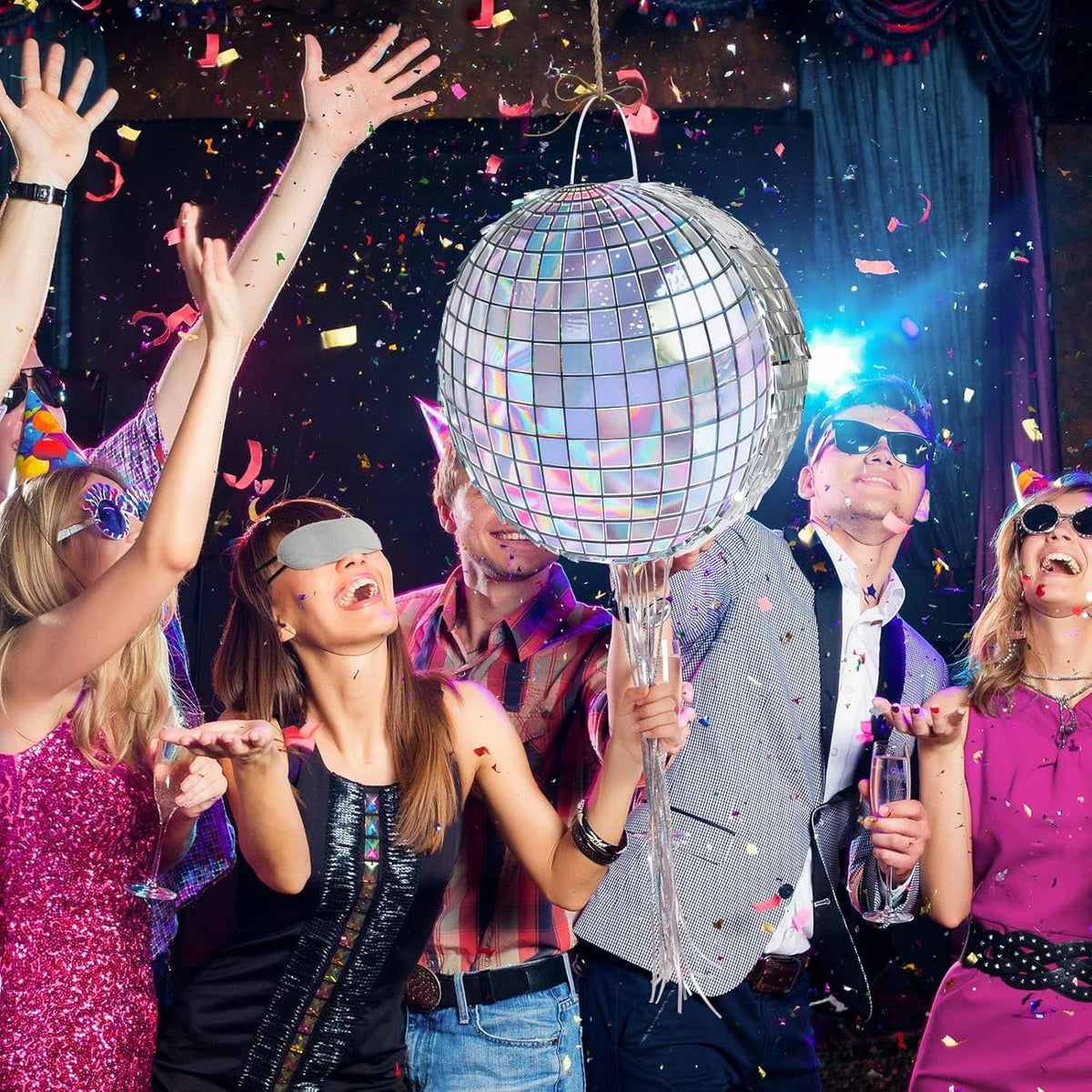 WERNNSAI Disco Ball Piñata - Disco Party Decoration for Adult Birthday Party Supplies Hanging Disco