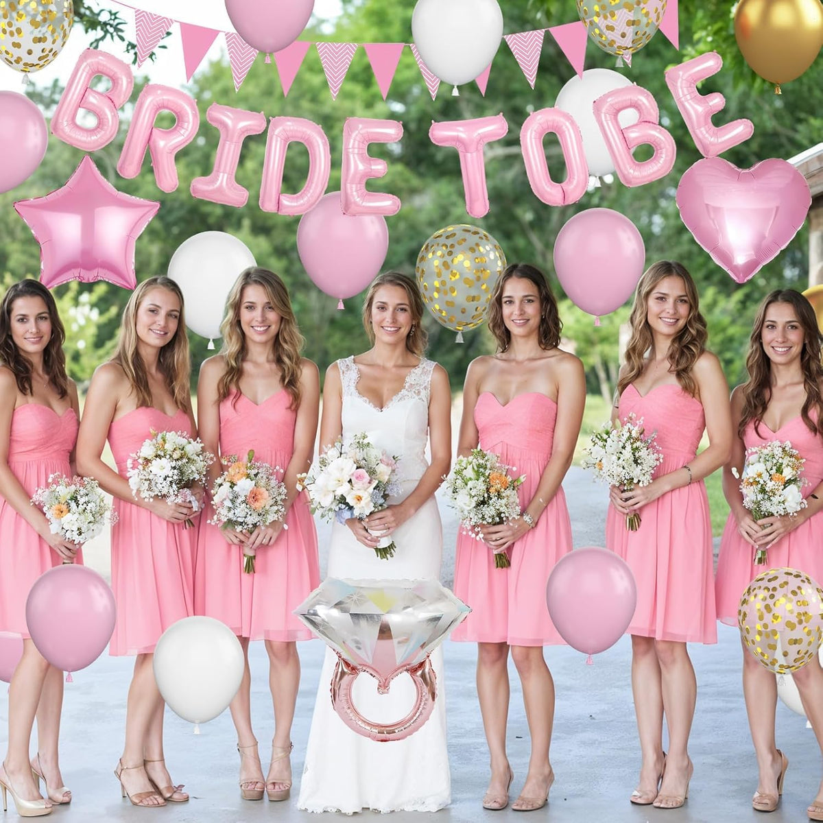 Pink and Gold Bachelorette Party Decorations, Pink Bride To Be Bridal Shower Balloons Decorations