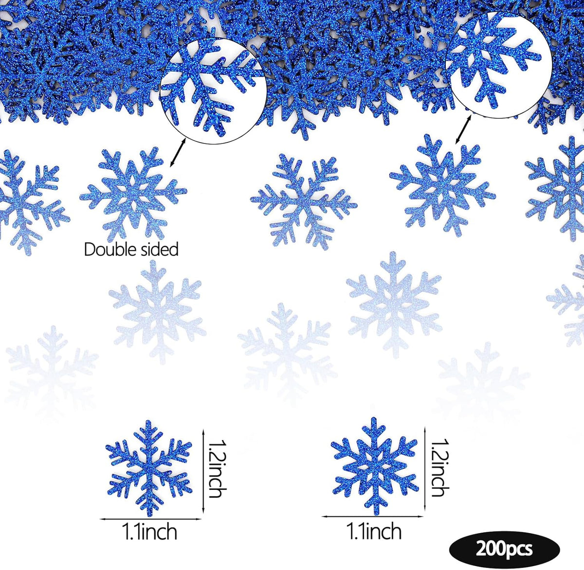 200PC Snowflake Confetti Dark Blue Christmas Confetti Snowflakes Table Scatter For Winter Holiday
