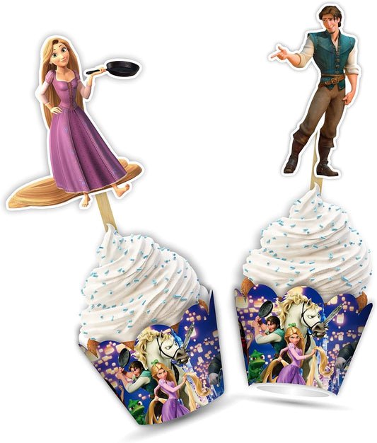 "Rapunzl Cupcake Wrappers – Princess Theme Cupcake Decoration for Birthday Party & Celebration