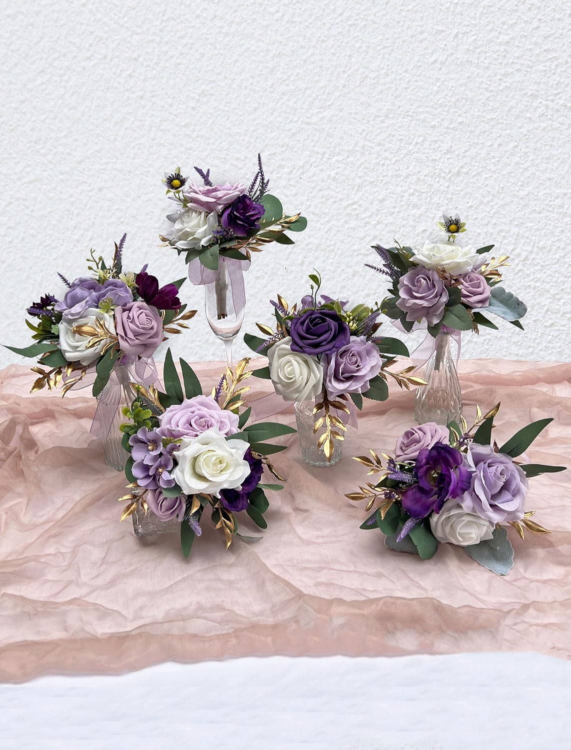 CherishedMoments Set of 6 Assorted Flower Centerpieces Mini Floral Wedding Flowers Set for Wedding