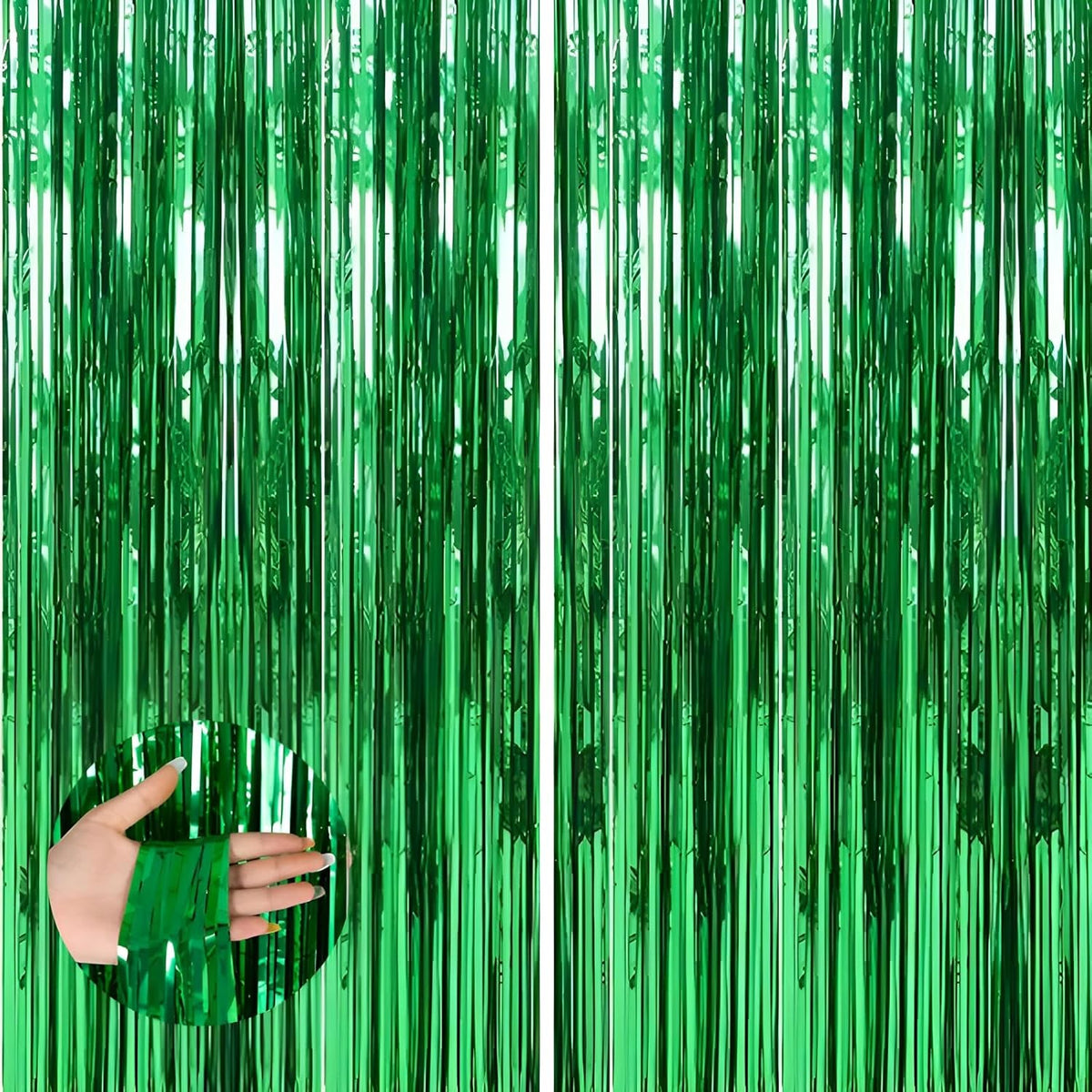 Keyali 2 Pack 3.3 * 8.3 ft Foil Curtain Metallic Tinsel Fringe Curtains Photo Booth Props Backdrop