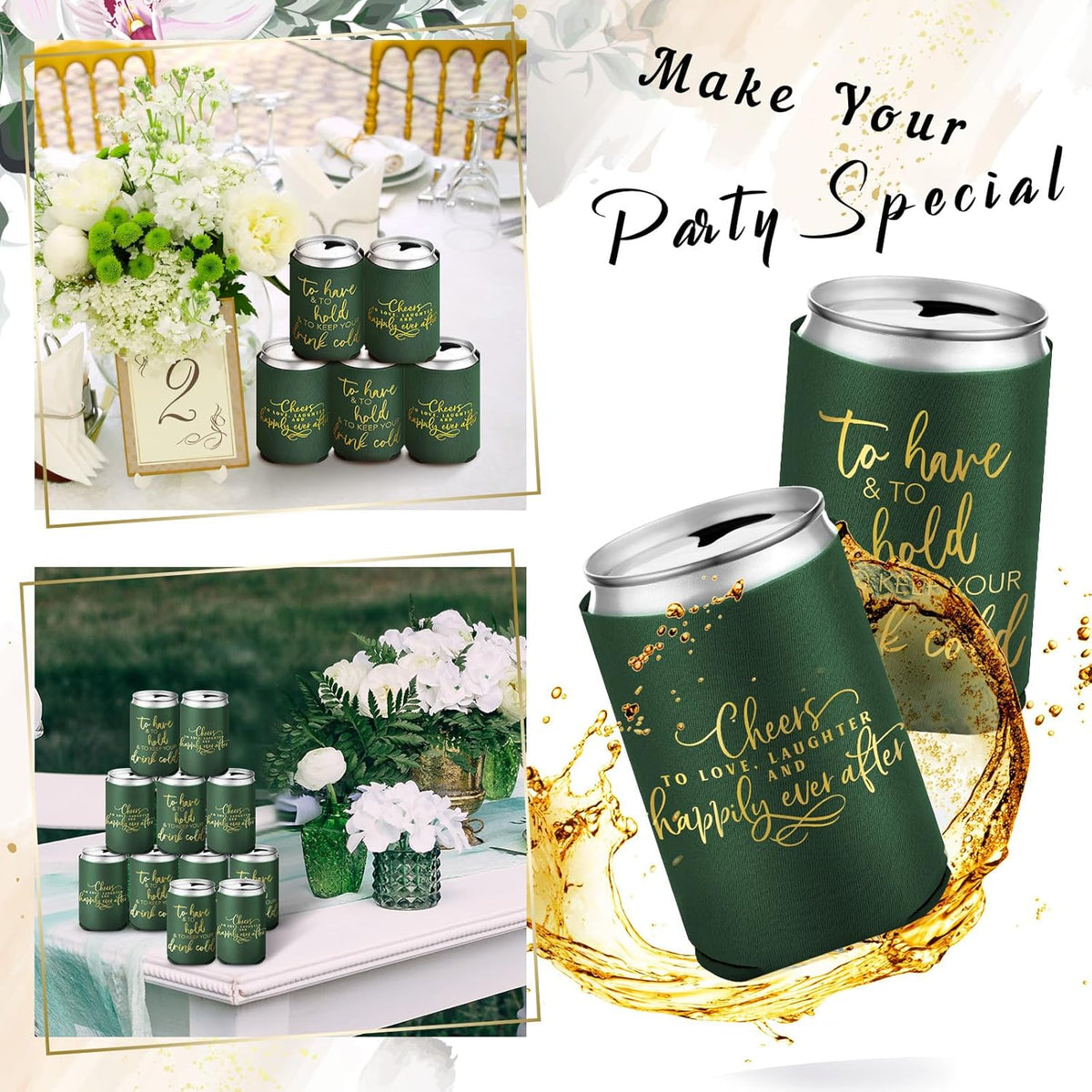 50 Pieces Wedding Can Cooler Bulk Engagement Party Favors for Guests Cheers to Love Laughter and