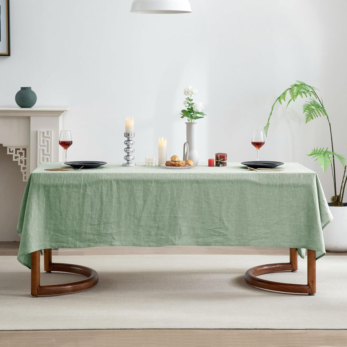 EVERLY 100% Pure Linen Rectangle Tablecloths 60x108Inches for Dining,Buffet