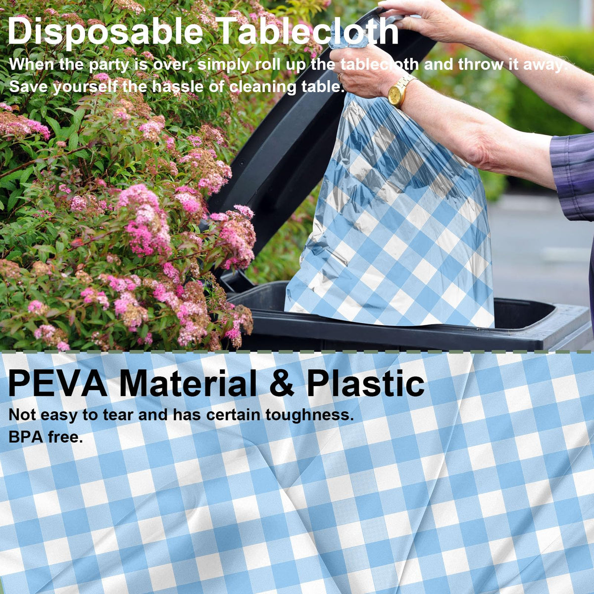 2 Pack Gender Reveal Gingham Tablecloths Disposable Plastic Pink and Blue Checkered Tablecloth 54 x