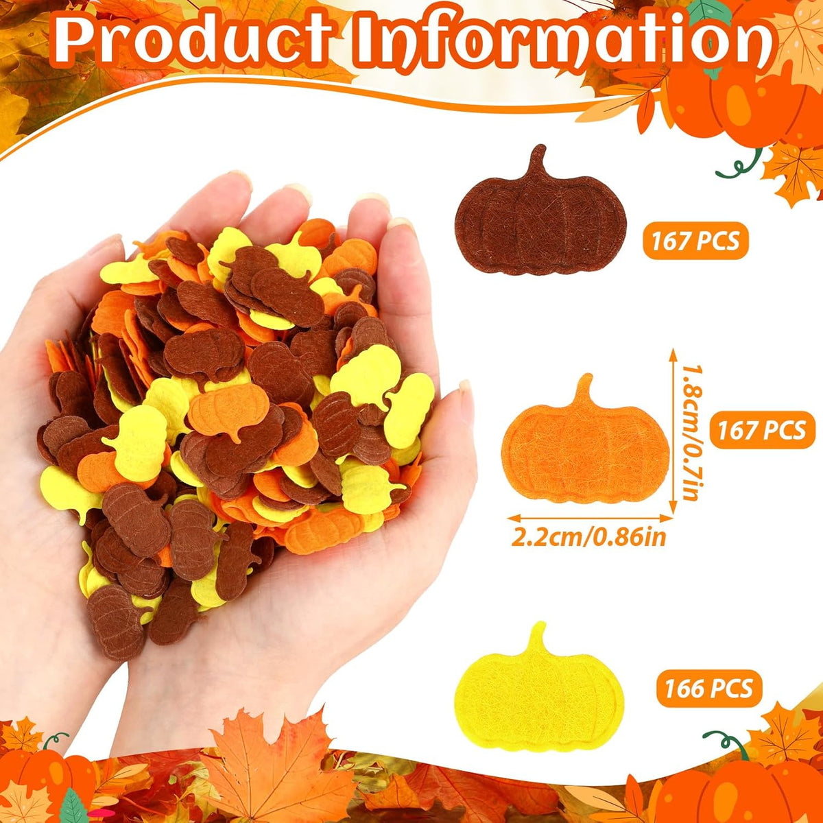 MARFOREVER Fall Felt Pumpkin Confetti, 500Pcs Thanksgiving Pumpkins Confetti Decorations Mixed Fall