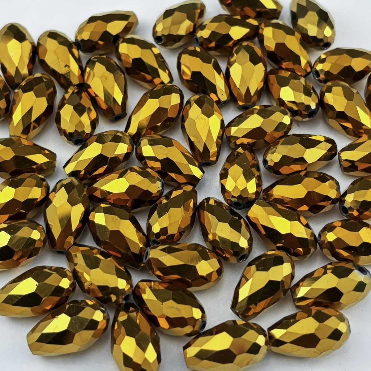 130pcs 6x8mm Teardrop Crystal Glass Beads for Jewelry Making, Faceted Vertical Hole Teardrop Glass