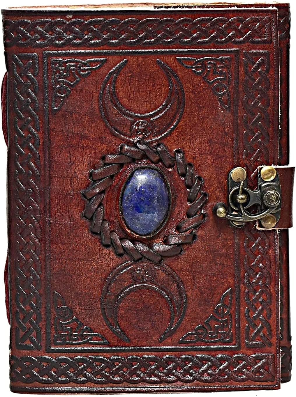cuero 3 Moon Blue Lapiz Embossed Vintage Leather Journal | 240 Pages of Antique Handmade Deckle