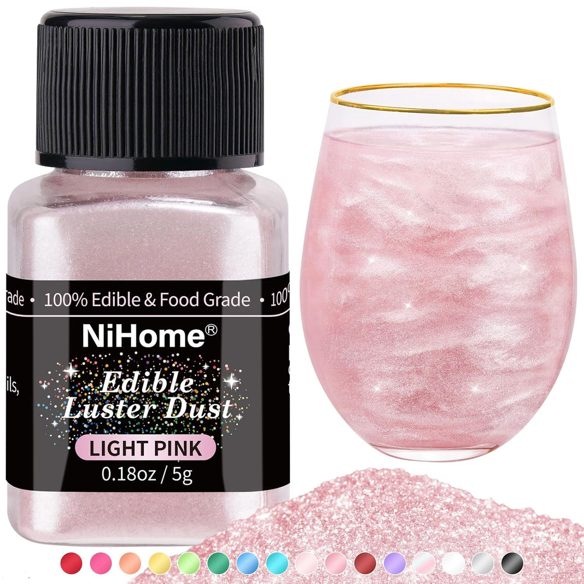 NiHome Edible Food-Grade Glimmer Powder Glitter Luster Dust Metallic Food Decorating Sprinkle
