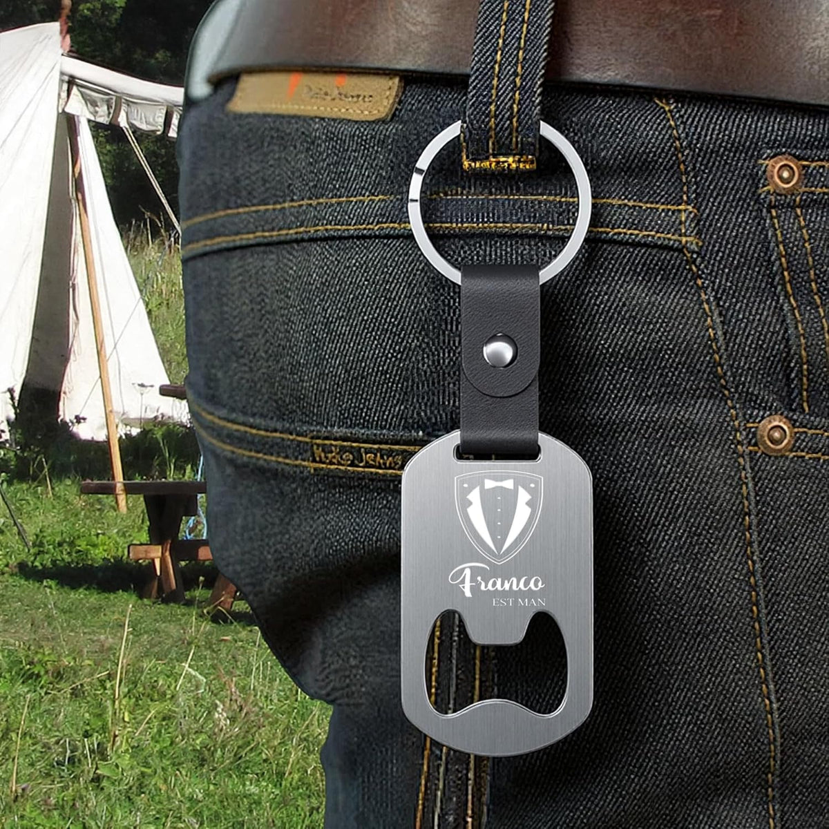 2 in 1 Personalized Bottle Openers Keychains Bulk,Pack 5-100 Flat Metal Custom Keychain with Your
