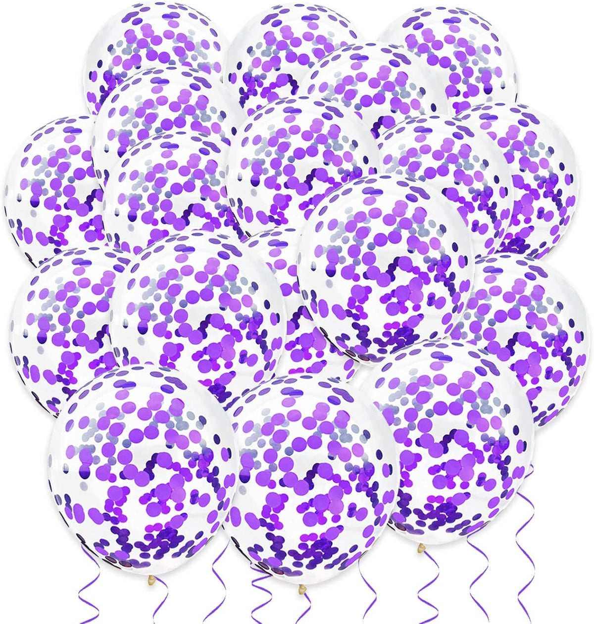Purple Confetti Balloons, 25 Pcs Thickened 12 Inch Clear Latex Balloon with Confetti Inside for