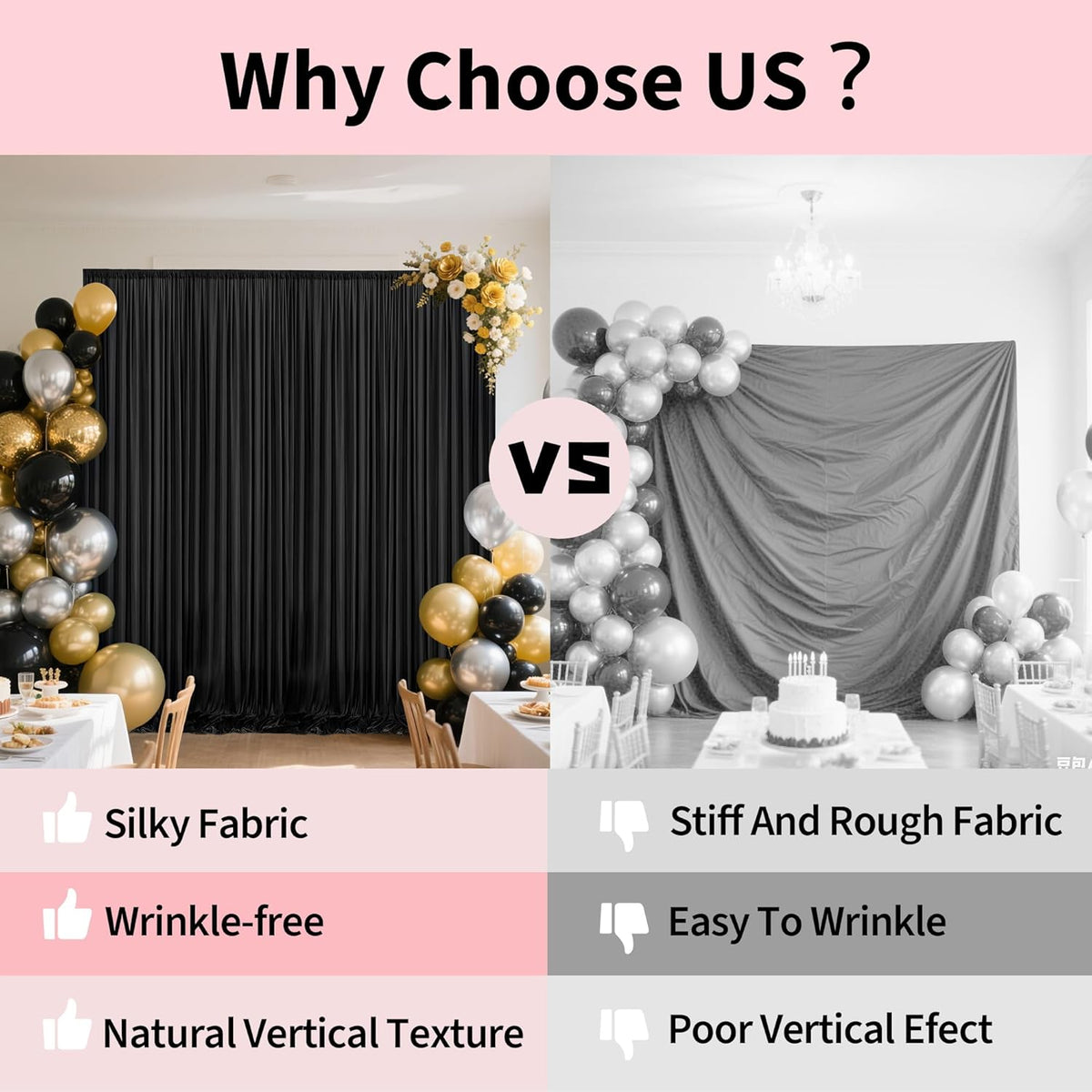 40x10ft Backdrop Curtains for Parties, 8 Panels 5x10ft Curtains Photography Drapes Rod Pocket