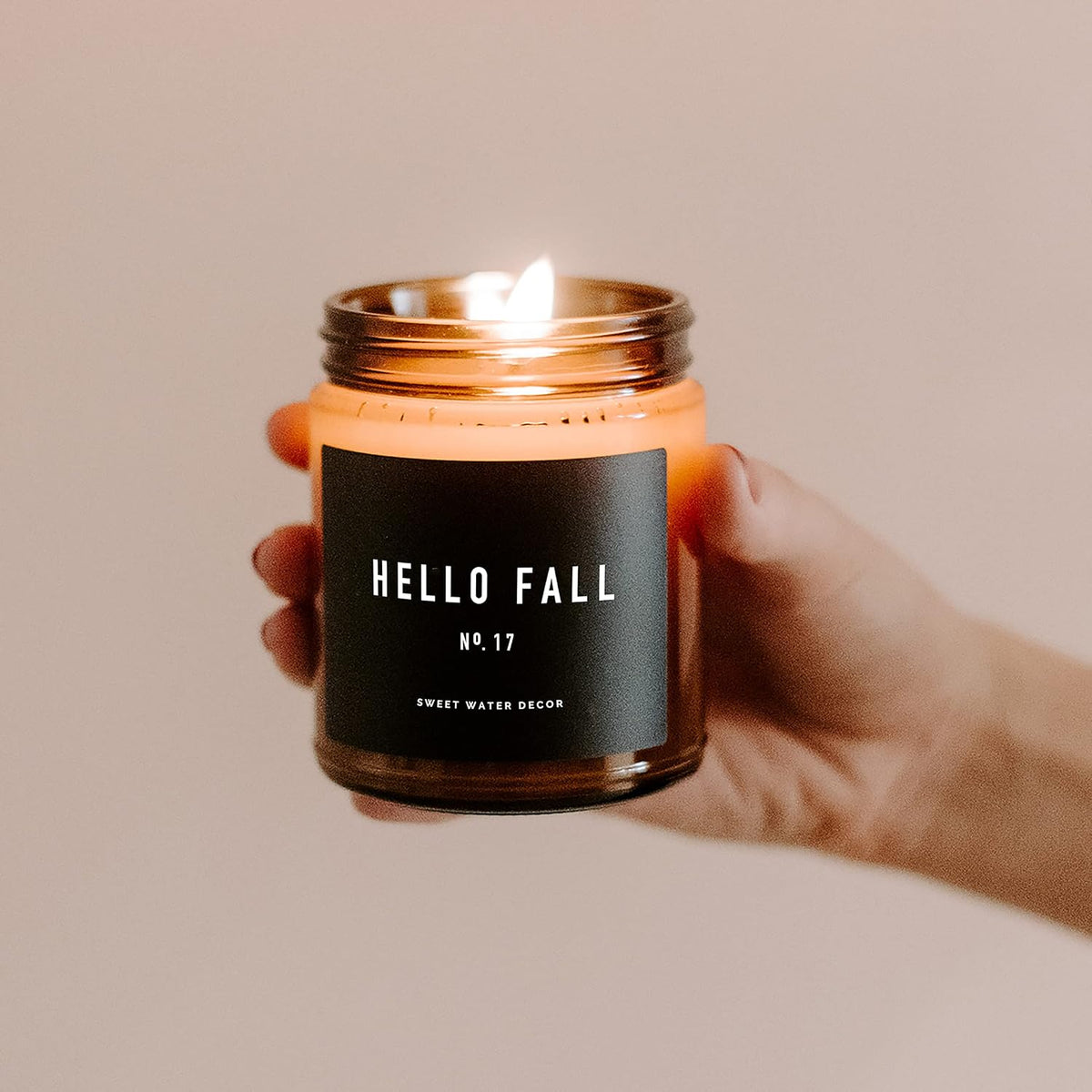 Sweet Water Decor Hello Fall Candle - Cinnamon Apples Cloves & Nutmeg Fall Scented Candle for Home