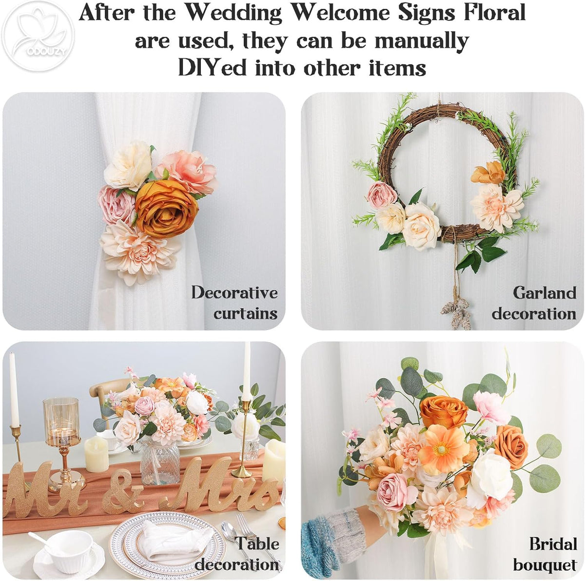 Wedding Arch Flowers Kit,Artificial Flower Arch Decor,2pcs Artificial Flower Arrangement for