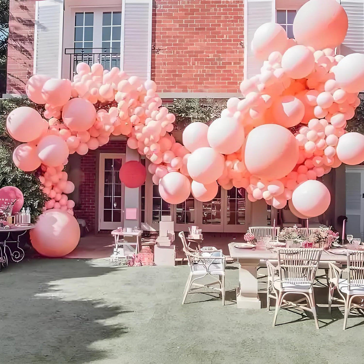 Balloon Column Kit Set of 2 With Baby Pink Chrome Balloons Included - with Base,Pole,Balloon Tower