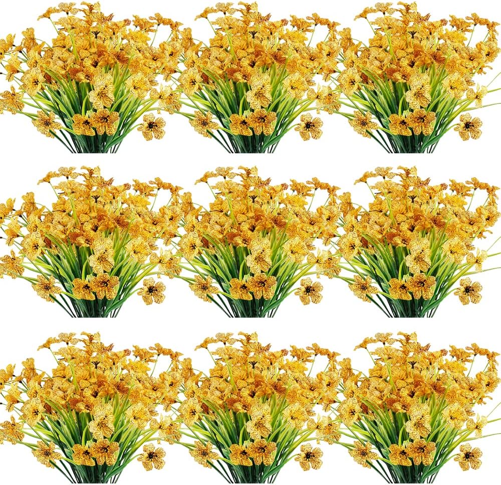 30 Bundles Artificial Flowers Outdoor UV Resistant Fake Flowers No Fade Faux Plastic Plants Garden