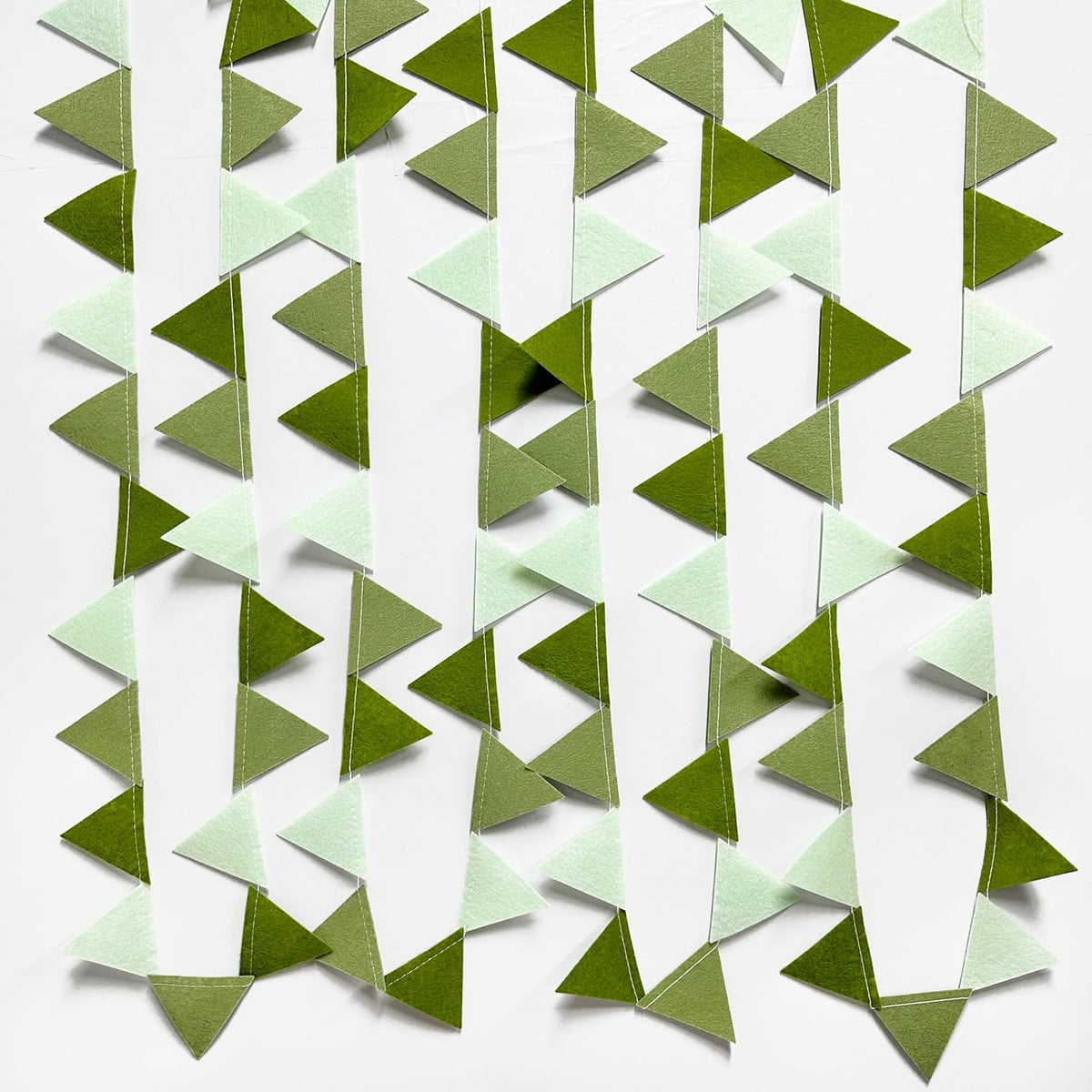 Olive Green Party Decorations Gradient Sage Green Felt Hanging Triangle Mini Bunting Pennant Banner