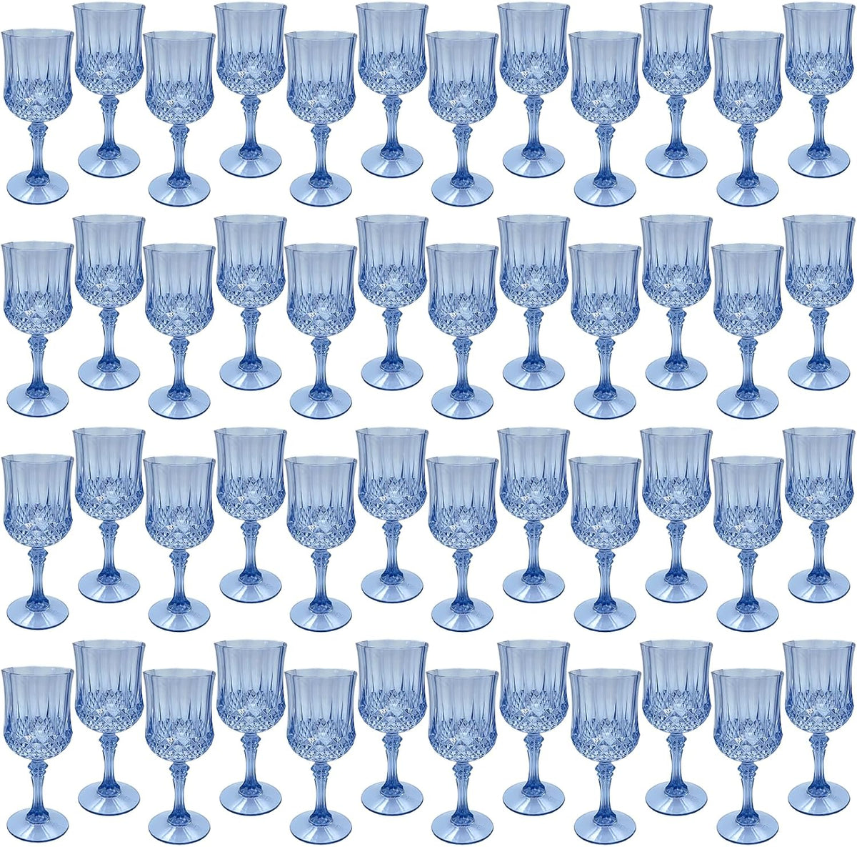 Blue Plastic Wine Glasses，Plastic Goblets for Parties，Drinking Glasses for Wedding Reception, Grand