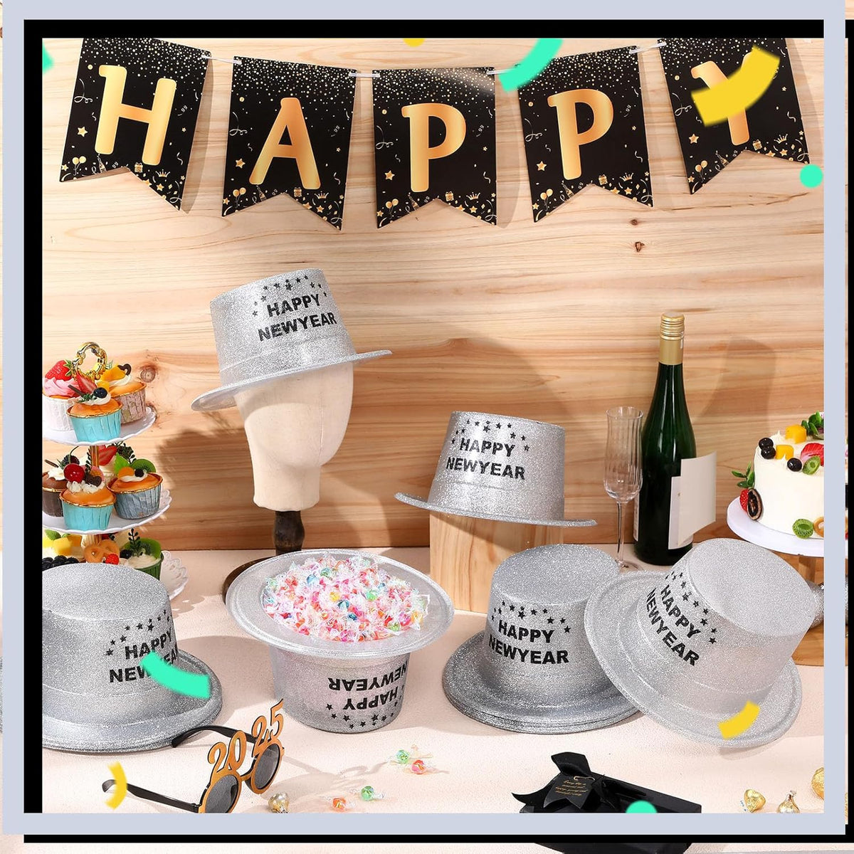 Hillban 12 Pcs Top Hats Halloween Glitter Plastic Retro Disco Party Hats for Halloween Magician