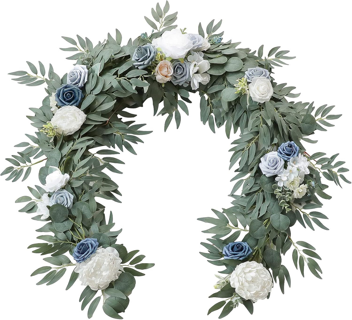 Floroom 6ft Artificial Eucalyptus Garland with Flowers Fake Greenery Faux Floral Vine Garland for