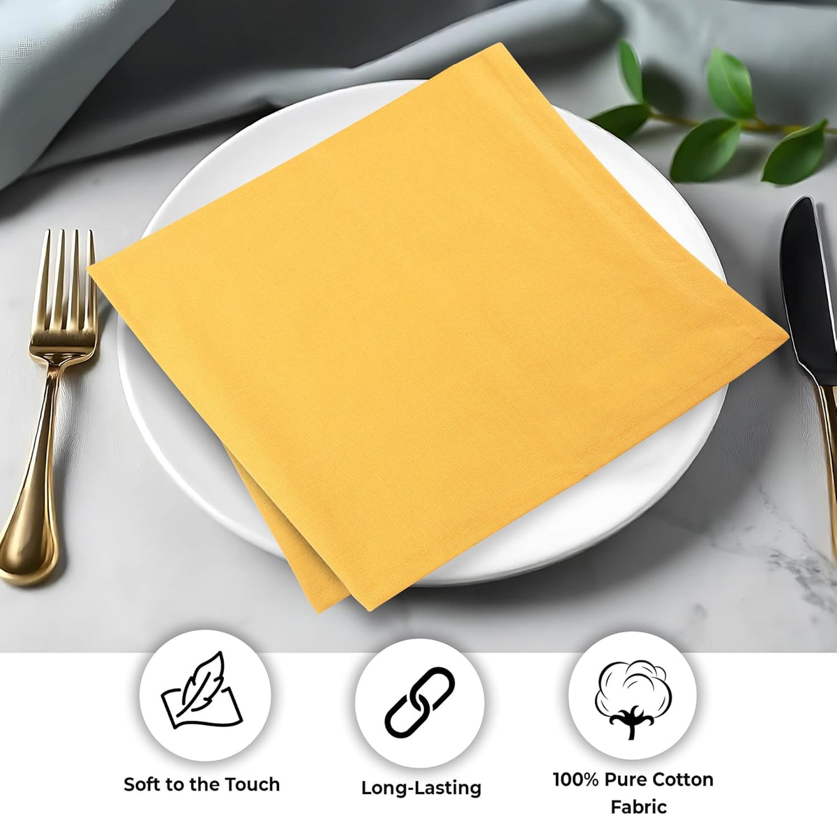 Urban Villa Cloth Napkins 100% Cotton Slub Absorbent Dinner Napkins (Set of 12) Oversized 20x20