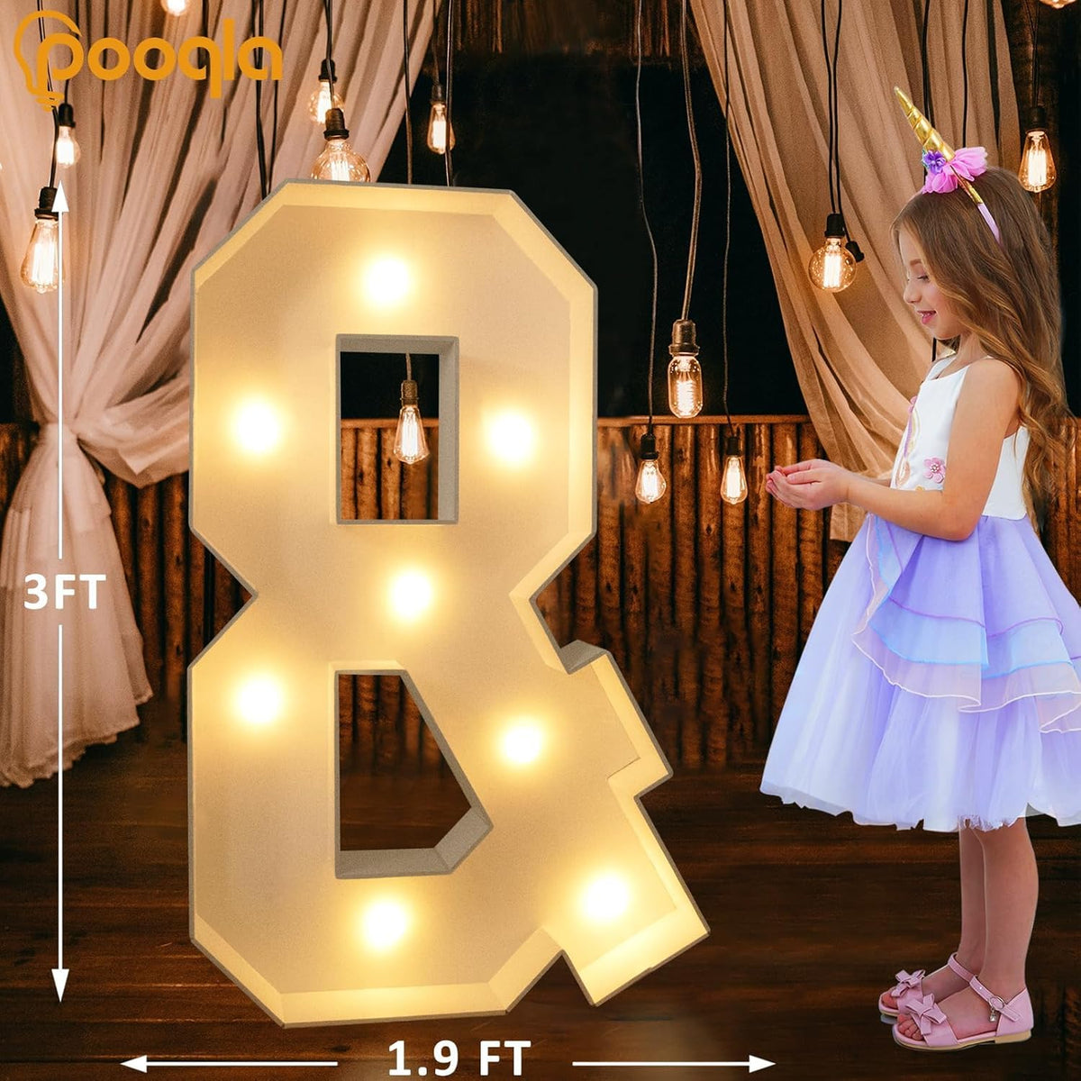 Pooqla 3FT Light Up Marquee Letters, Cool White and Warm White LED Large Lighted Marquee Letter