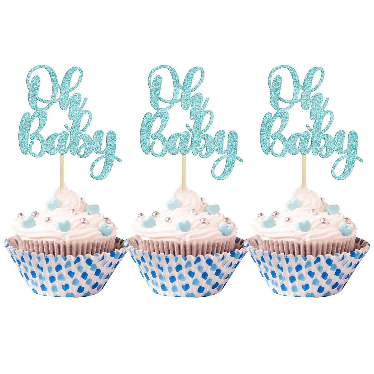 Gyufise 36Pcs Oh Baby Cupcake Toppers Glitter Baby Shower Cupcake Picks Oh Baby Cake Pick for Baby