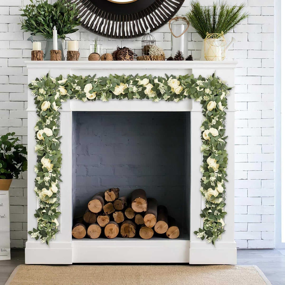 MAKHOT 2PCS Eucalyptus Garland, 6.6Ft Artificial Greenery Garlands Flower Decor, Green Spring