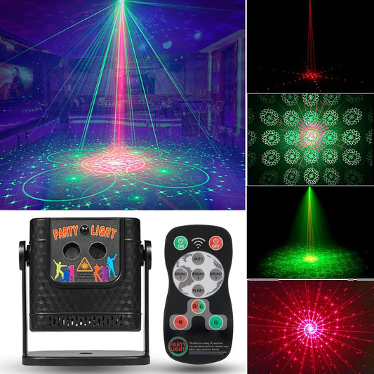 Mini Laser Light Patterns Projector, Party Lights Dj Disco Lights, Sound Activated with Remote