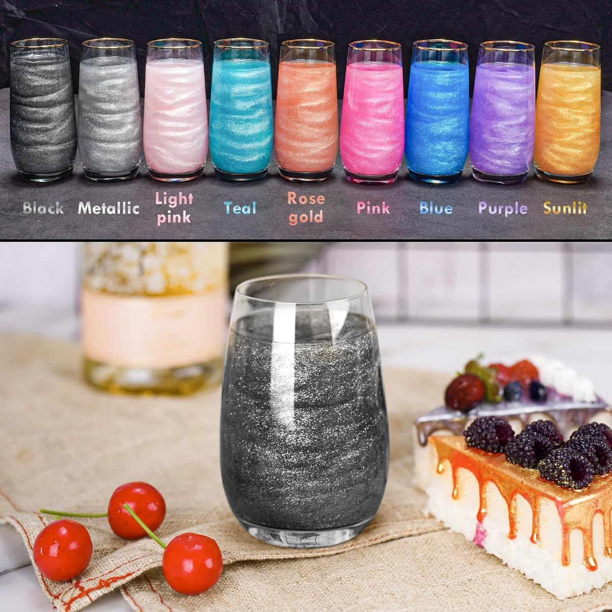 NiHome Edible Food-Grade Glitter Powder Glimmer Luster Dust Metallic Fancy Food Decorating Sprinkle